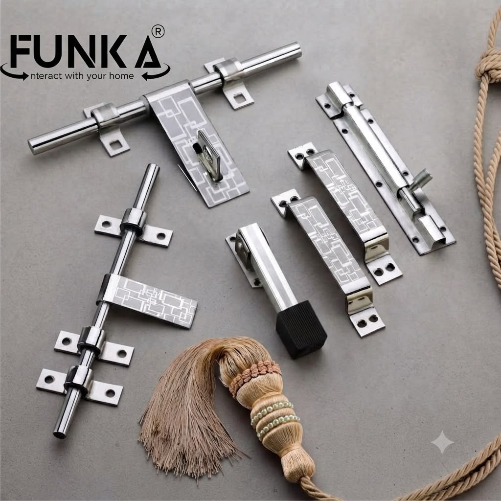 Funka® SKEW Glossy Stainless Steel Heavy & Premium Door Kit Set