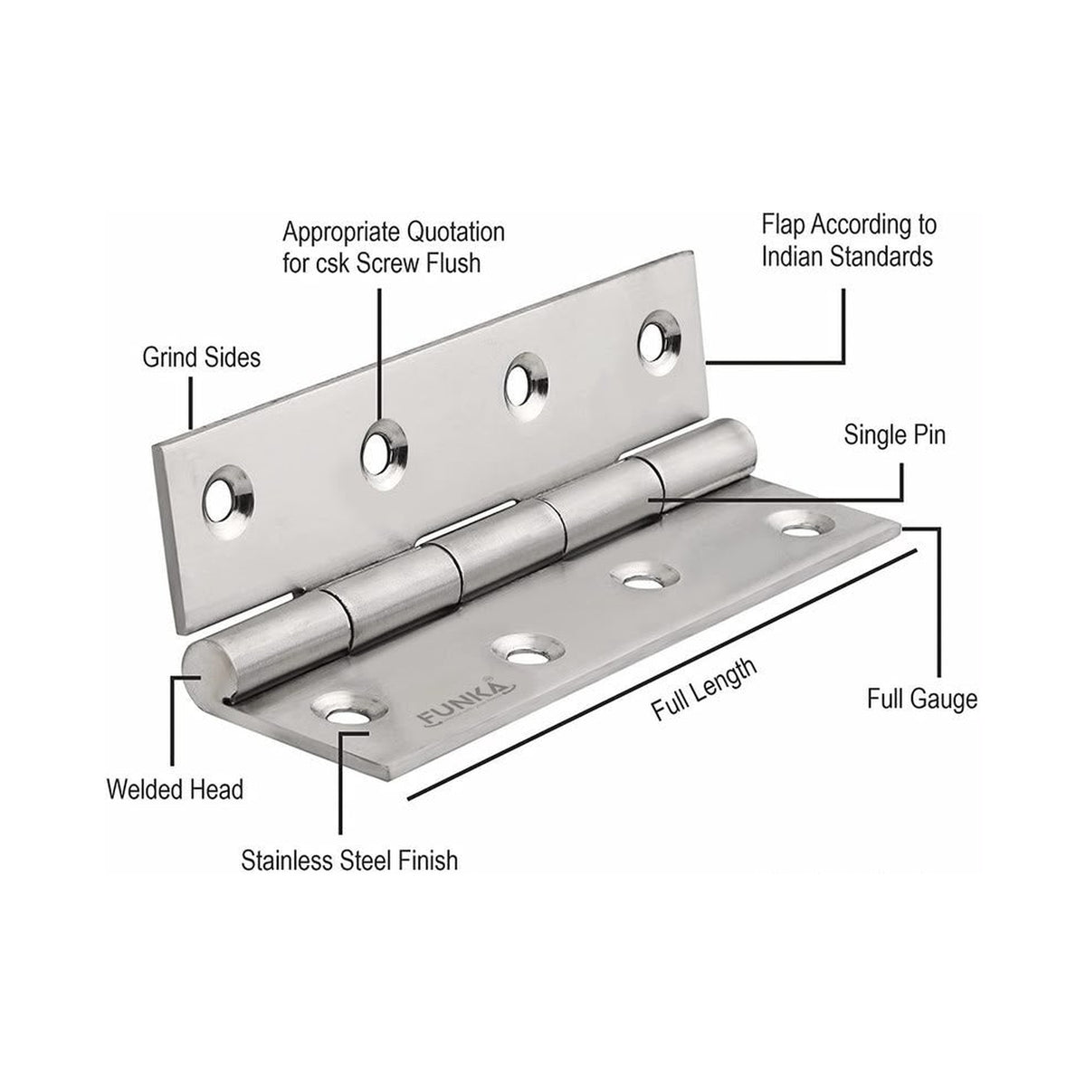 Funka® 3 Inch / 16 Gauge Heavy-Duty Steel Soft-Close Hinges for Doors